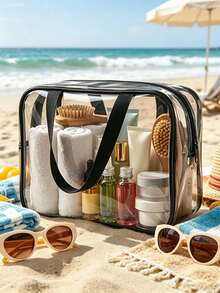 Transparent Plastic Storage Bag With Sturdy Zipper, Large Capacity Organizer Bag. Transparent Large Storage Bag Suitable For Travel Toiletries, Clothing And Home Organization - Transparent Design For Quick Identification. Suitable For Apartment, Home, Travel, Gym, Shelf Storage - Multicolor - View 7