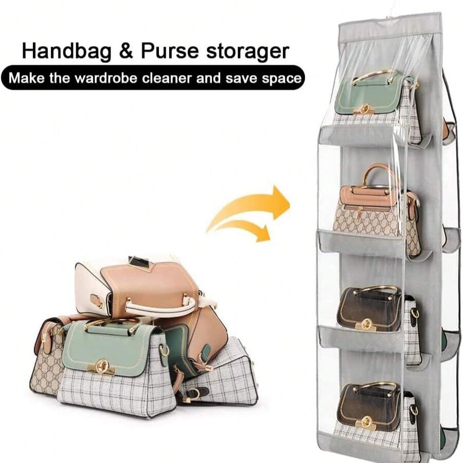 Hanging Storage Organizer-A Wall-Mounted, Transparent PVC Pocket Rack Designed To Save Space; Suitable For Hanging Behind The Door To Store Wallets, Shoes, And Backpacks.