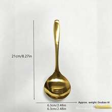 2/4pcs 304 Stainless Steel Gold Soup Ladle, Large Thickened Long Handle Deep Soup Spoon, Popular Rice Spoon For Home Use - Multicolor - View 12