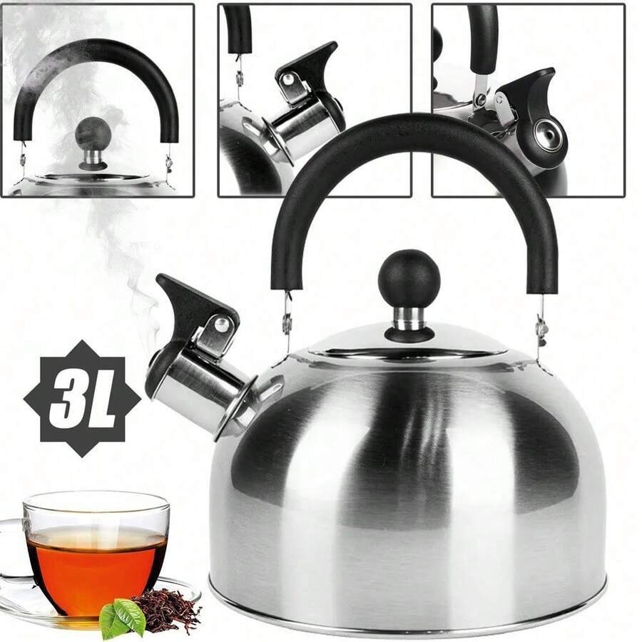 2.5L Stainless Steel Whistling Kettle Heat Resistant Handle Scratch Rust Proof Durable Stove Pot For Home Kitchen Daily Boiling Water Use - View 1
