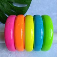Juego de 5 pulseras redondas de 0.5cm de color fluorescente caramelo - Juego de 5 piezas 1.8 cm - Ver 11