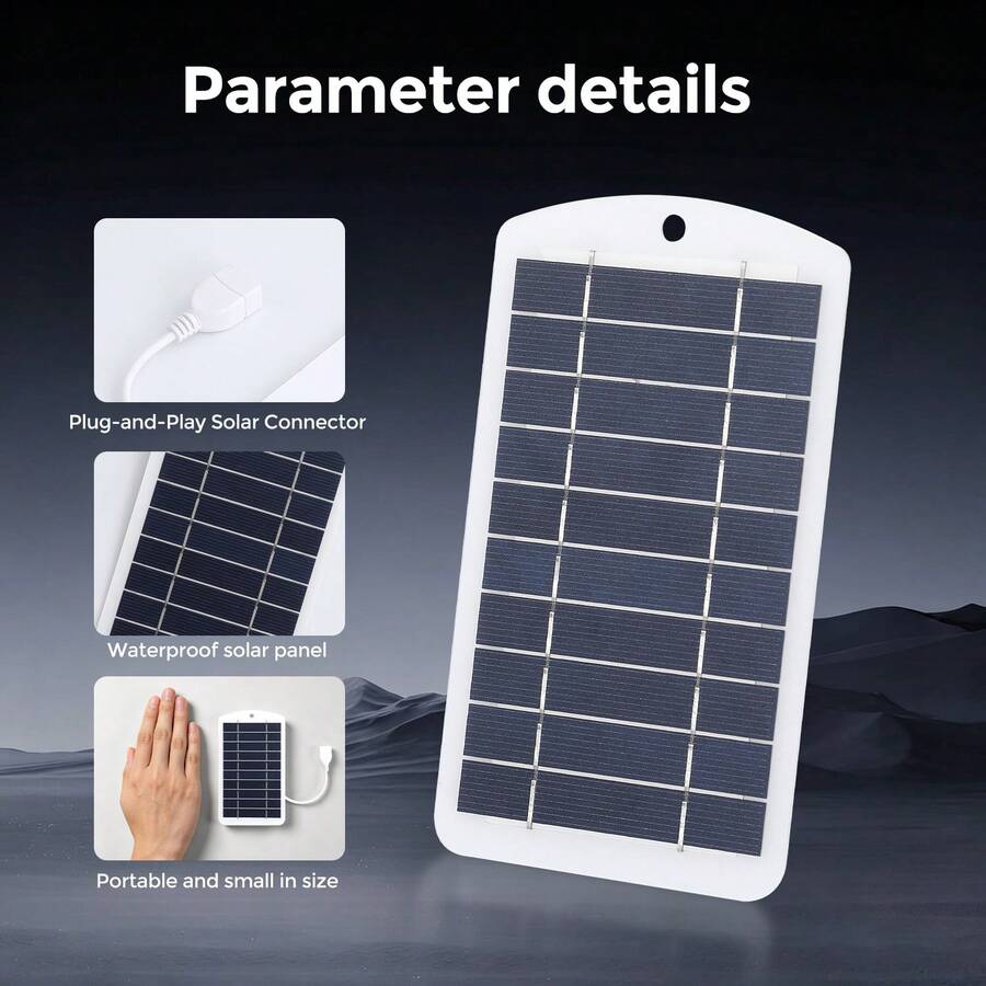 2V 5W Mini Portable Solar Panel Module, Polycrystalline Silicon Solar Panel, Suitable For Outdoor Camping, Hiking, DIY Project Power Supply - White - View 1