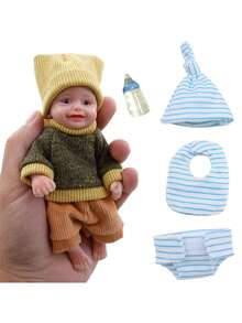 6 Inch/15cm Mini Reborn Doll, Full Soft Silicone Body, Handmade, Lifelike, Cute Painted Details, 5 Styles Available, Accurate Anatomical Structure, Children's Holiday Birthday Christmas Gift - Silicone - View 15