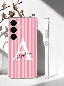 1 pieza Funda de teléfono personalizada con diseño a rayas de familia, amigos, parejas y firma de texto pequeño, funda de teléfono transparente a prueba de caídas, compatible con Samsung S26 Ultra/S26/S25 Ultra/S24 Ultra/A17/A07 y otros modelos de teléfonos Android, regalo personalizado ideal para novio, novia, familia, amigos, parejas, amantes de mascotas en cumpleaños, graduación, boda, baile de graduación - transparente - Ver 6