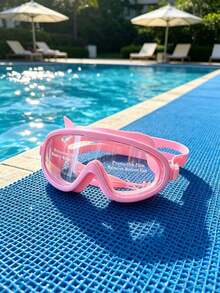 1pc Large Frame Swimming Goggles For Adults, Black & Pink Available With Integrated Earplugs. Waterproof, Anti-Fog, UV Protection And Leak-Proof Seal, Wide Clear Vision With Adjustable Strap. Durable For Pool, Open Water, Beach And All Water Sports, - Multicolor - View 1