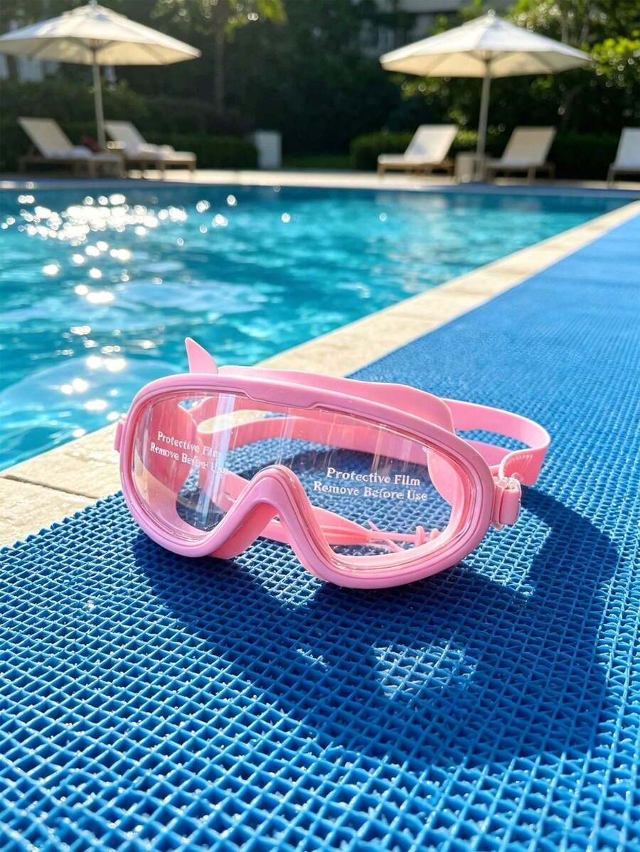1pc Large Frame Swimming Goggles For Adults, Black & Pink Available With Integrated Earplugs. Waterproof, Anti-Fog, UV Protection And Leak-Proof Seal, Wide Clear Vision With Adjustable Strap. Durable For Pool, Open Water, Beach And All Water Sports, - Multicolor - View 1