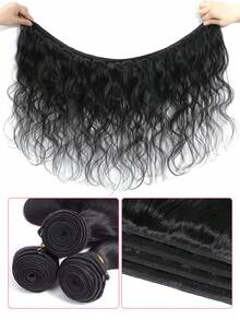 Brazilian Straight Hair Bundles Real Human Hair Unprocessed Brazilian Virgin Straight Human Hair Bundles Extensions Weave Human Hair Natural Black Color For Woman - SNatural - View 5