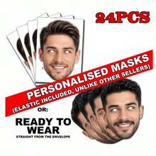 1/36pcs Personalized Photo Masks – DIY Or Ready To Wear – Customized Set Suitable For Bachelor Party, Birthday Party, Back To School, Unique Gift, Photo Booth Props - Multicolor - View 26