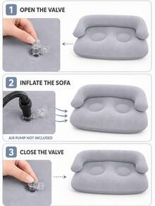 1pc Double Foldable Inflatable Sofa Chair, Soft Comfortable Home Leisure Slouchy Lounge Chair, Portable Outdoor Inflatable Mattress, Can Lie/Sleep, Adult Double/Multi-Person Nap Room, Summer Camping, Dormitory Essential, Back To School, Labor Day, Road Trip - Multicolor - View 4