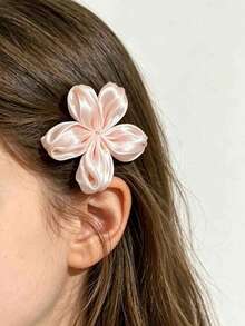 2pcs Sweet & Gentle Girl Sakura Hair Clips, Beach Vacation Style Atmosphere Hair Clips, Bangs Side Clips - Pink - View 2