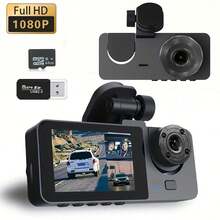 3-Channel 1080P Front And Rear Built-In Dash Cam, 3-Way Car Camera With 32GB Memory Card, Infrared Night Vision, 24/7 Parking Monitoring, G-Sensor, Loop Recording, Suitable For Cars And Trucks, 150mAh Battery Capacity - Dashcam - View 14