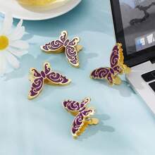 2pcs Creative Butterfly Shaped Metal Office Clips, Photo Clips, Document & Ticket Organizer, Money Clips, Small Size (Available In Antique Bronze/Green/Purple) - Clip - View 5