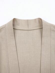 Men's Casual Summer Thin Linen Jacket Solid Color Hanfu Cardigan Kimono 3/4 Sleeve Japanese Style - Apricot - View 3