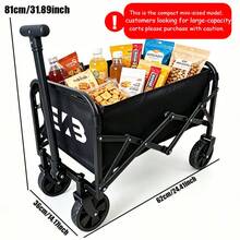 New Portable Camping Cart, All-Terrain Garden Cart, Heavy-Duty Multi-Purpose Cart, Large-Capacity Folding Shopping Cartideal For Camping, Gardening, The Beach, Shopping, And Everyday Outdoor Use - 黑色-325LBS - 查看 9