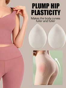 2piezas/Set Almohadillas de glúteos de silicona invisibles y reutilizables para mujer, se usan para levantar las curvas de los glúteos de ambos lados, dar forma al Body, dar soporte a los glúteos, hacer que los glúteos se vean talla grande grandes, adecuado para mujeres de todos los tipos de Body. - transparente - Ver 1