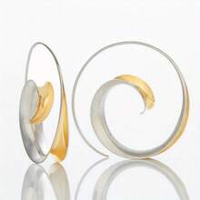 Gmzalx 1 Pair Classic Elegant Dual-Tone Curly Spiral Earrings, Unique Creative Fashion Multi-Function Jewelry - Two-color - View 1