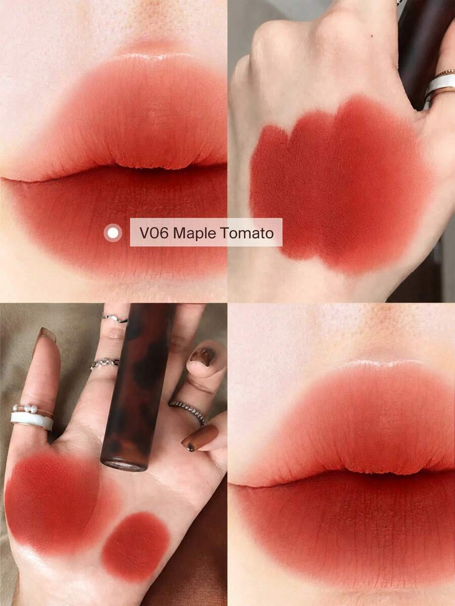 JOOCYEE 不粘杯蓬松哑光唇彩 #V06 枫糖番茄丝绒奶油质地持久唇彩 - V06 Maple Tomato - 查看 1