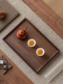 1pc Brown Wooden Rectangular Tray, Home Dessert Plate, Hotel Restaurant Coffee Plate, Tea Tray, Rectangular Decorative Tray, Suitable For Home Decor, Kitchen Dining Table, Candle Holder, Suitable For Fruit, Sushi, Steak, Bread, Snacks Wooden Display Tray - Brown - View 4