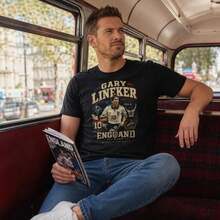Gary Lineker England Vintage T-Shirt - Mexico 86 & Italia 90 World Cup Icon - Golden Boot - Football Memory Series - 黑色 - 查看 2