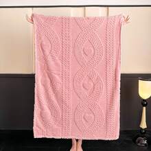 1 Peça Cobertor Macio com Laço & Coração Reforçado para Todas as Estações, Manta para Sofá, Cobertor para Sala de Estar, Altamente Atraente, Macio, Confortável e de Tamanho Grande - Rosa chiclete - Visão 8