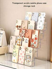 1pc Acrylic Tiered Display Stand, Multi-Layer Trapezoid Display Rack, Suitable For Home Storage And Display, Perfect For Displaying Jewelry, Cosmetics, Phone Cases And Anime Merchandise, Portable Multi-Scenario Storage Display Rack - Clear - View 2