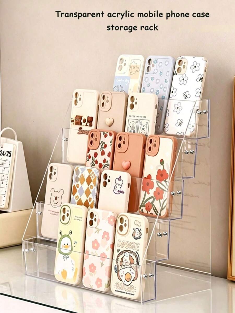 1pc Acrylic Tiered Display Stand, Multi-Layer Trapezoid Display Rack, Suitable For Home Storage And Display, Perfect For Displaying Jewelry, Cosmetics, Phone Cases And Anime Merchandise, Portable Multi-Scenario Storage Display Rack