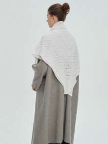 New Spring Autumn Winter Women's White Hollow Knit Shawl Thin Solid Color Square Scarf - Multicolor - View 10