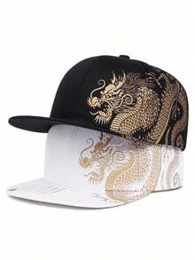 1pc Fashion New Baseball Cap, Dragon Print, Hip-Hop Skateboard Style, Outdoor Sports Sun Hat, Daily Commute Decorative Flat Brim Cap, Unisex - Dragon Printing - View 2