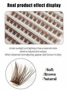 120pcs Brown DIY Eyelash Extension Clusters, Natural Soft Lightweight 8-16mm Reusable Mixed Style Lashes - D - View 3