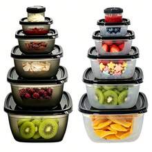 6-Piece Set 2750ml Large-Capacity Stackable Leakproof Airtight PP Storage Containers, Reusable Simple Black & Clear Square Lidded Bento Box Sets, Holiday Gifting Kitchen Storage Back To School Picnic Camping Essentials For Women - View 10