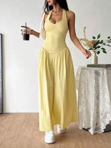 Women Long Dresses - Yellow - View 4