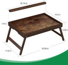 2 Pack Foldable Bamboo Bed Tray Table With Detachable Stand Portable Breakfast Serving Desk For Eating Working And Laptop Use - Brown - View 3