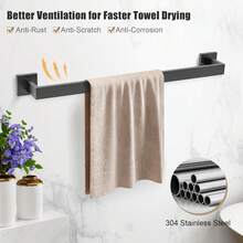 Matte Black Bathroom Hardware Accessories Set 5 Pieces, Double Post Pivoting Toilet Paper Holder Set Stainless Steel Square Bathroom Towel Variant 1 - None - View 2
