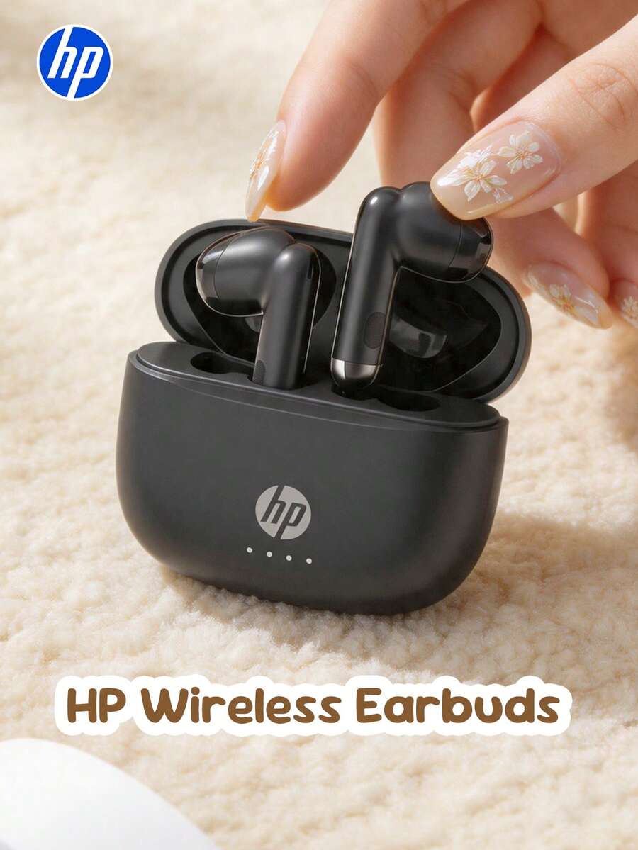 HP H10J Wireless Earbuds With Charging Case, Bluetooth 5.4, IPX4 Waterproof, 30 Hours Playtime, Built-In Microphone