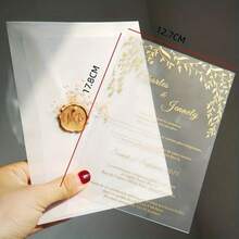 20/30pcs Personalized Laser Engraved Wedding Invitations - Name & Date, Gold Font & Wedding Party Details (Guest List/Reception Plan) - Elegant Acrylic Ceremony Cards, Suitable For Bride & Groom - No Envelopes Included, Christmas, New Year - Gold-edged Greeting Card - View 3