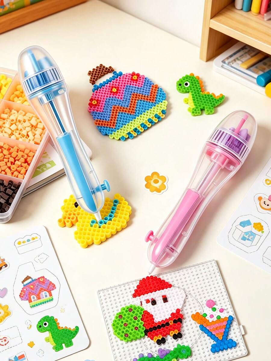 Perler Bead Pen With 2.6mm Tip And Automatic Mechanism, Perfect For 3D Pixel Bead Projects. Ergonomic Handle Design, Practical Tool For Making DIY Pens And Various Creative Crafts.