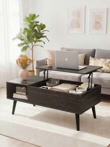 39" Lift Top Coffee Table With Hidden Storage Compartment & Open Shelf, Rustic Farmhouse Wood Coffee Table With Storage For Living Room, Home Office & Small Apartment - Black Oak - 查看 1