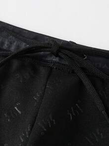 361degree New Men's Racing Bermuda Swim Trunks, Drawstring Waist, Breathable Quick-Dry High-Stretch Fabric, Letter Print Fashionable Design, Suitable For Hot Springs, Kayaking, Paddleboarding, Surfing, Rafting, Beach Volleyball, Teenagers, Adults, All Seasons - Black - View 6