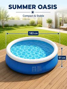 1pc Extra Large Thickened Adult Inflatable Swimming Pool, Portable Easy To Install Above Ground Pool, Suitable For Backyard, Patio, Garden, Yard, Summer Outdoor Water Play, Home Family Water Pool, Pool Party, Cooling Relaxation And Outdoor Entertainment - B - View 4