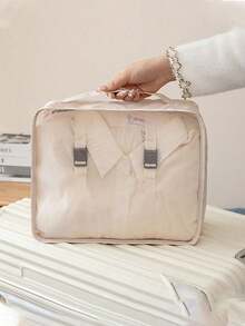 3/1pc Polyester Travel Storage Set, Minimalist Slogan Pattern Waterproof Clothing Organizer Bag, Foldable Luggage Packing Bag, Travel Storage Bag, Large Capacity Storage Bag, Luggage Bag, Shoe Bag, Drawstring Bag, Minimalist Fashion Travel Storage Set, Luggage Bag Shoe Bag, Multi-Functional Lightweight Breathable Clothing Storage Bag, Travel Organizer Bag, Travel Accessories, Back To School Season, Dorm Essentials, Autumn New Arrival - Multicolor - View 5