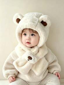Children's One Size Hat And Scarf Set, Cute Plush Thickened Hat And Neck Warmer, Autumn/Winter Style, Suitable For Boys And Girls - Multicolor - View 1