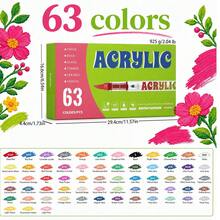 Juego de rotuladores acrílicos, bolígrafos de pintura acrílica de colores ricos, adecuados para principiantes y creadores profesionales, se pueden usar en papel, lienzo, piedra, regalos DIY hechos a mano por estudiantes, disponible en 12/24/36/48/63/72/84/120 piezas - Conjuntos - Ver 16