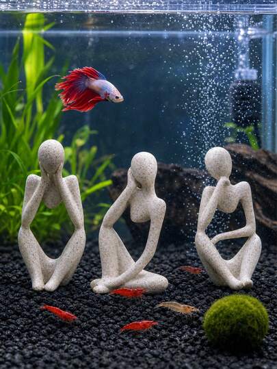 Fish Tank Decoration ABS Plastic Material Thinker Statue Fish Tank Decor Small Accessory Abstract Home Decor Fish Ornament Suitable For Betta, Cichlid, Goldfish, Shrimp, Home Decor
