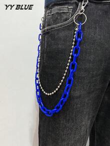 1pc European And American Hip Hop Pants Chain Colorful Accessory, Fluorescent Resin Pants Chain, Acrylic Square Metal Clothing Accessory, Men's And Women's Daily Wear Jewelry - Multicolor - View 13