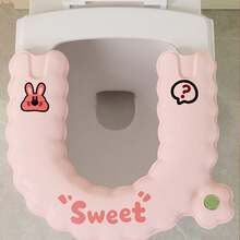 1/2pcs Cartoon Toilet Seat Cushion, Waterproof & Warm Toilet Pad, Bathroom Accessories Storage, Universal Toilet Seat Cushion, Portable Home Use, Suitable For All Seasons - Multicolor - View 1