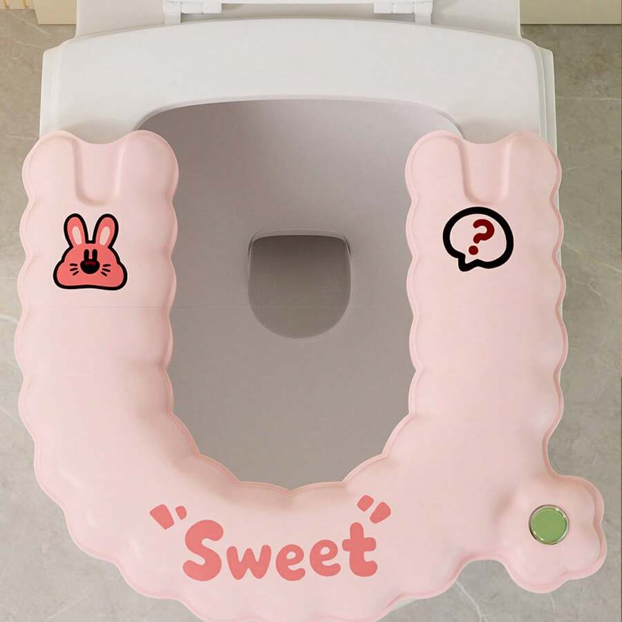 1/2pcs Cartoon Toilet Seat Cushion, Waterproof & Warm Toilet Pad, Bathroom Accessories Storage, Universal Toilet Seat Cushion, Portable Home Use, Suitable For All Seasons - Multicolor - View 1