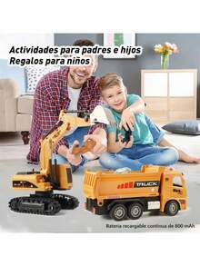 2-In-1 RC Toy Set: Excavator And Dump Truck - Multicolor - View 10