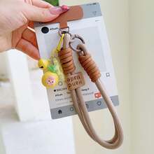 1pc Dopamine Short Phone Lanyard Wrist Strap, Colorful Patchwork Fruit Keychain Pendant, Durable Anti-Loss Short Rope - Multicolor - View 4