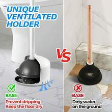Toilet Plunger With Holder,Plungers For Bathroom With Holder,Plunger With Cover,Bathroom Decor,Bathroom Accessories,Toilet Bowl Cleaners,(19inch) - Pearl White - View 2
