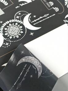 2pcs Bohemian Style Star Moon Arrow Feather Tattoo Templates, Waterproof Long-Lasting Exotic Tattoo Stickers For Daily, Festival, Music Festival, Hand And Foot Art - View 6